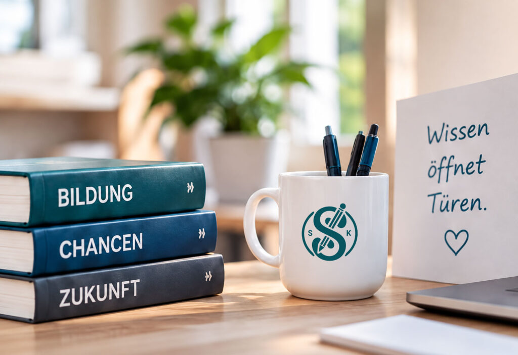 Schreibtisch mit Büchern zu Bildung, Chancen und Zukunft – Nachhilfe-Tutor.ch